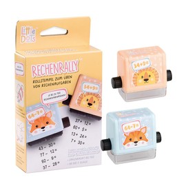 Trodat Little Dots Calculation Rally Number Roller Set - 2 Maths Roll Stamps for Plus and Minus Calculation in Pastel Colours, Imprint Black, Recommended by Teachers for School Children from 2nd Grade