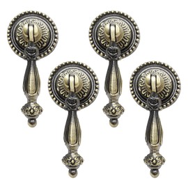 Chris.W 4 Pack Antique Bronze Cabinet Pull Handles – Vintage Tear Drop Drawer Knobs, Decorative Metal Pulls for Dresser, Cupboard, Closet, Furniture(Screws Included)