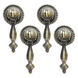 Chris.W 4 Pack Antique Bronze Cabinet Pull Handles – Vintage Tear Drop Drawer Knobs, Decorative Metal Pulls for Dresser, Cupboard, Closet, Furniture(Screws Included)