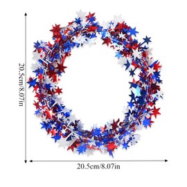 4th of July Wreath, 4Pcs Independence Day Decorations Red White Blue Star Tinsel Garland Patriotic Hanging Ornament Party Supplies (red Blue White)