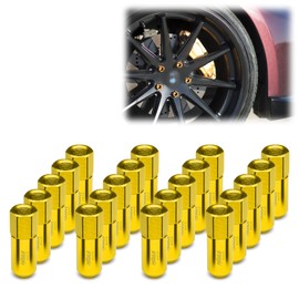 Gold 20 PCS M12x1.25 Lug Nuts 60mm Extended Tuner Aluminum Wheels Rims Cap WN02