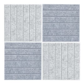 Zeller 11579 Pinboard Set of 4 Felt Light Grey/Grey Approx. 4 x 30 x 30 x 0.9 cm