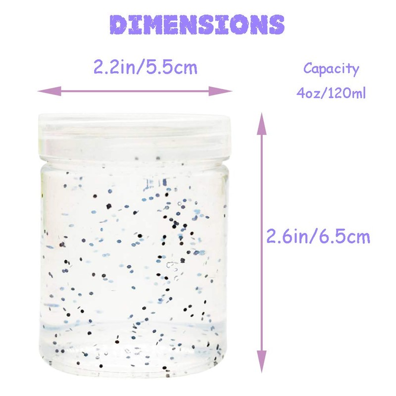 20 Pack 4oz Empty Clear Slime Containers,Round Plastic Cosmetic Jars