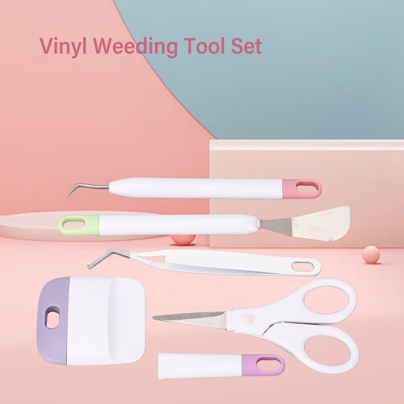 5 Pcs Vinyl Weeding Tool Set Weeder Tweezers Scraper Spatula