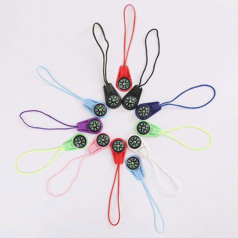 Pack of 12 Multicolour Mini Survival Compass Outdoor Compass Kids