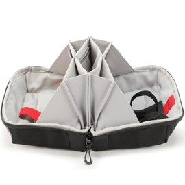 VanFn Electronics Travel Organizer Storage Bag, Rectangular, Black Red, Polyester, 180° Open, Detachable Modules, Zipper Closure, Electronics Accessory Organizer, by VanFn