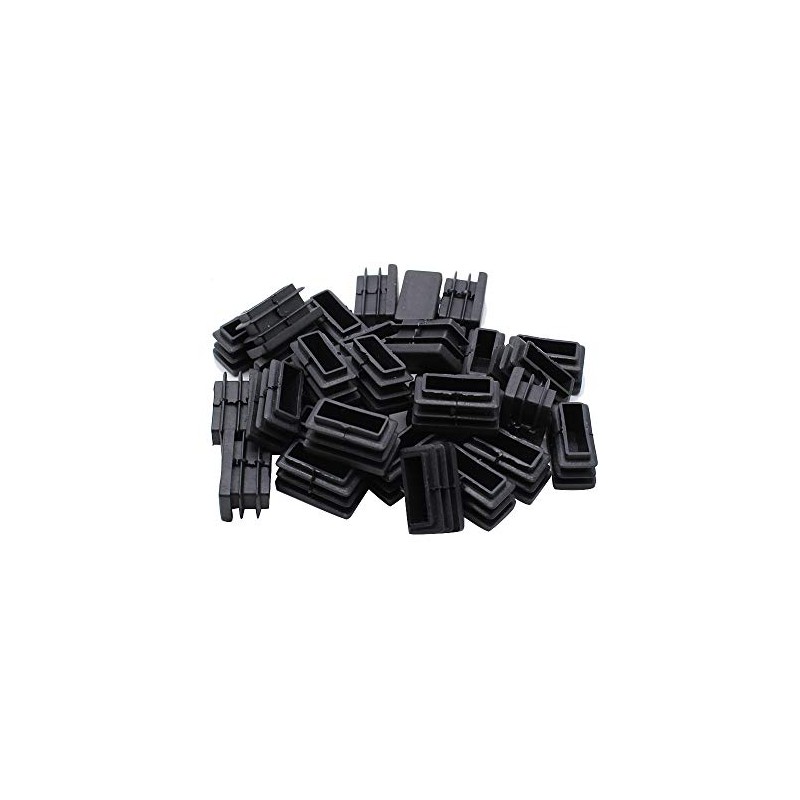 Yoohey 30PCS Black Rectangle End Caps Plastic Square Rectangle Furniture