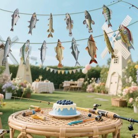 Fishing Birthday Decorations,Gone Fishing String Hanging Banner Fishing Banner for Birthday Engagement Camping Retired Barbecue Outdoor Game Party Decoration for Kids Men Fisherman