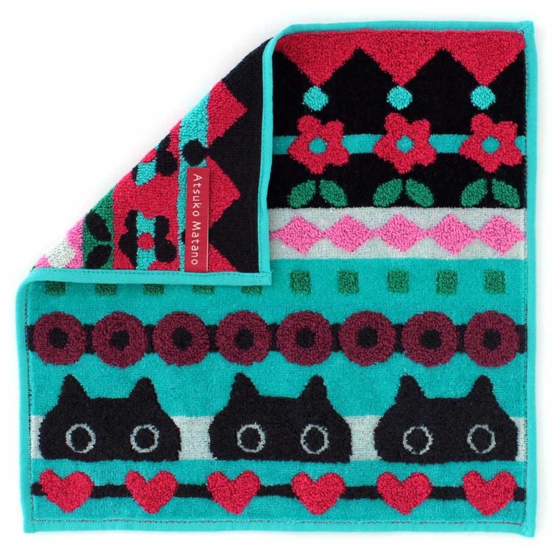 Atsuko Matano 181005-0010-01 Towel Handkerchief (Blue) [100% Cotton] Women's Cat
