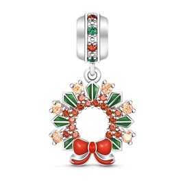 GNOCE Abalorio de plata de ley de Papá Noel, diseño de Papá Noel, con texto en inglés "Merry Christmas", ideal para pulseras/collares, joyas, regalo para Navidad, Año Nuevo, Plata, Circonita cúbica