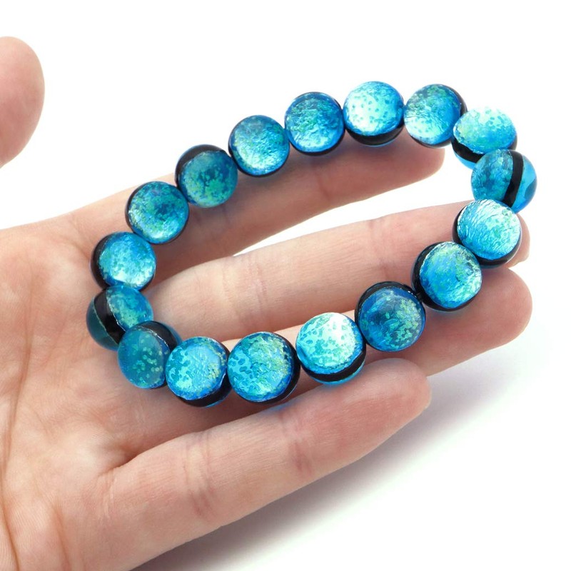 GOLD STONE Luminous Hateruma Blue Firefly Glass Bracelet, 0.5 inch