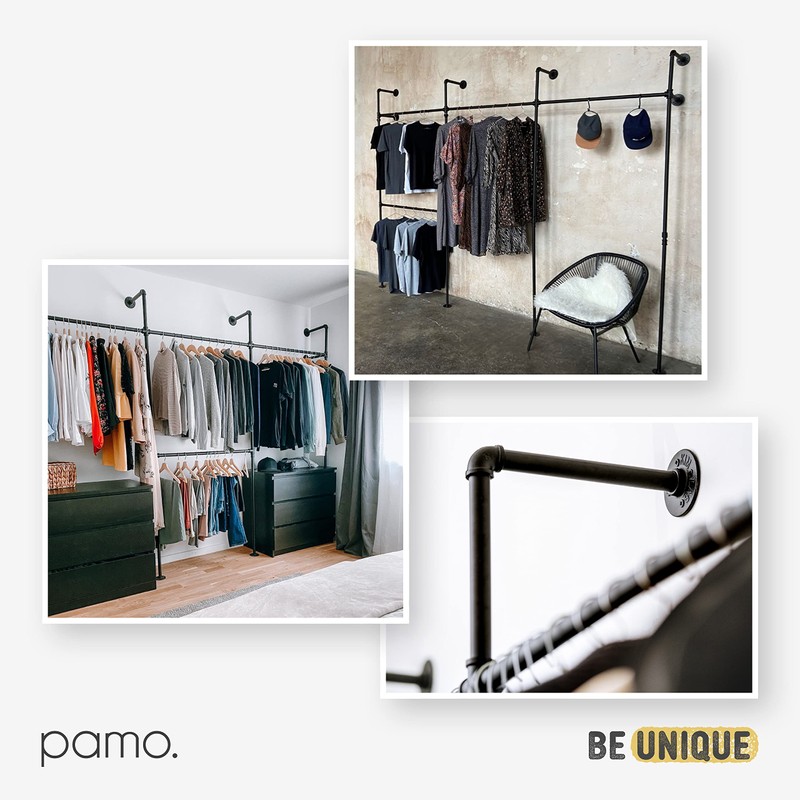 pamo Malleable Cast Iron Fitting T-Clamp for DIY Clothes Rail