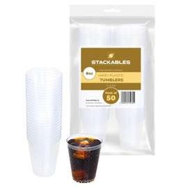 STACKABLES 8oz Clear Hard Plastic Cups - Pack of 50 | Premium Quality, Reusable, and Elegant | Ideal for Upscale Parties, Events, and Catering