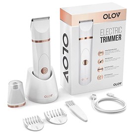 OLOV Recortadora eléctrica de pelo corporal, recortadora de ingle para hombres, recortadora de bikini para mujeres, afeitadora en húmedo y seco, cabez