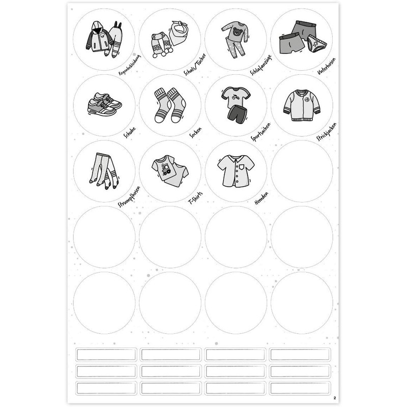 Typographus - 68 child-friendly stickers for clothes - for wardrobes,