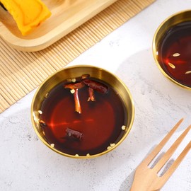 Cabilock 8 Pieces Snack Dip Bowls Small Bowls Dip Bowl Set Sauce Bowls Dip Bowls Snack Bowls Spice Bowls Gold Sushi Plate Sauce Bowl for Tapas Dessert Ketchup Finger Food