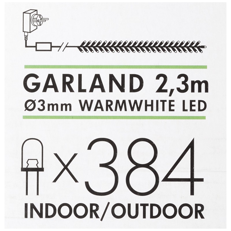 Serie Micro-LED-Lichtergirlande, 384-teilig, Farbe: warm white, 3mm, Kabel: schwarz, ca.
