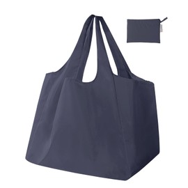 BIGHAS Eco Bag, Shopping Bag, Folding Bag, Convenience Store, Checkout, Wide Gusset, Handbag, Lightweight, Deep, Compact, Black, Durable, Men's, Women's, navy
