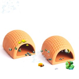 2 Pcs Fish Tank Decoration Unique House - Aquarium Hideout Hideaway Decor Perfect for Betta Shrimp Goldfish and Reptile