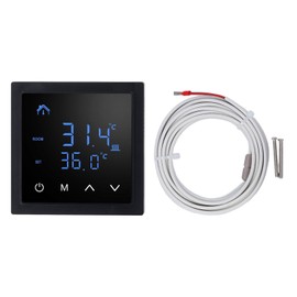 Smart Electric Floor Heating Thermostat 16A AC85V‑250V Home Thermostat, Easy Installation and Accurate Temperature Control (Black)