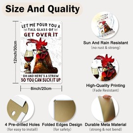 KBKBART Funny Chicken Coop Signs, Farmhouse Chicken Decor Metal Tin Signs for Home Farm, Chic ken Coop Accessories for Kitchen Garden Dec or 8 X 12 Inch