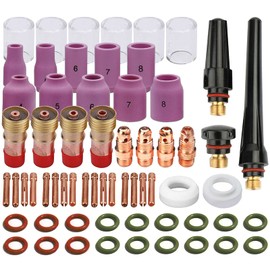 63PCS TIG Welding Torch Accessories kit Nozzle Collets Body Stubb Stubby Gas Lens #10 Glass Cup Kit for WP-17/18/26