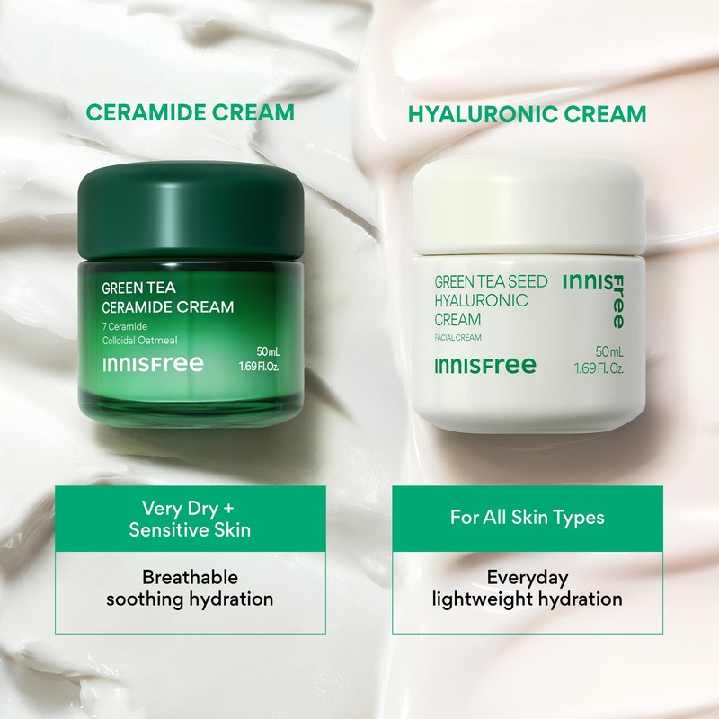 INNISFREE Green Tea Ceramide Cream, Korean Moisturising Face Cream with