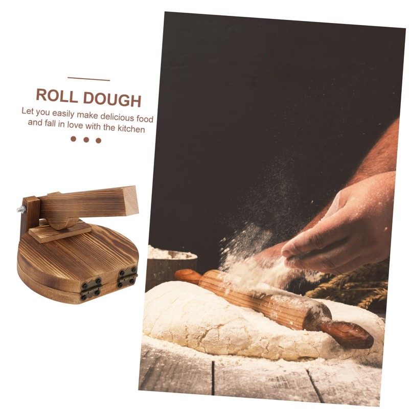 GRIRIW 1Pc Wooden Dumpling Wrapper Presser Tool for Kitchen Manual