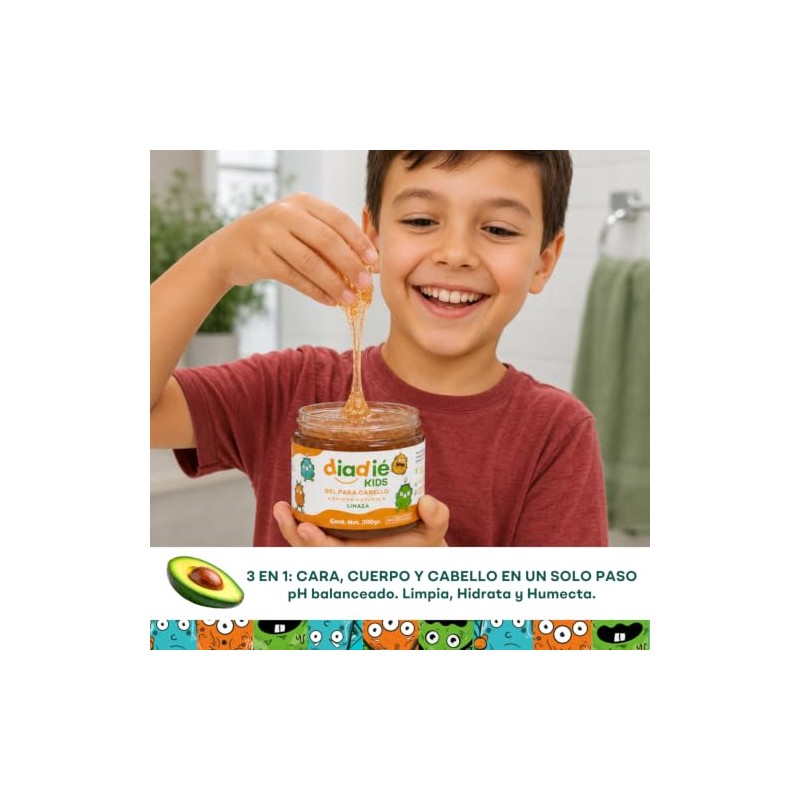 DIADIE KIDS Gel para cabello de linaza sábila, frizz rizos