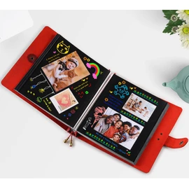 Leather photo Album Self Adhesive Pages, Handamde Leather Scrapbook Photo Album, Wedding Family Album, Holds 3x5, 4x6, 5x7, 6x8 Photos - Wine
