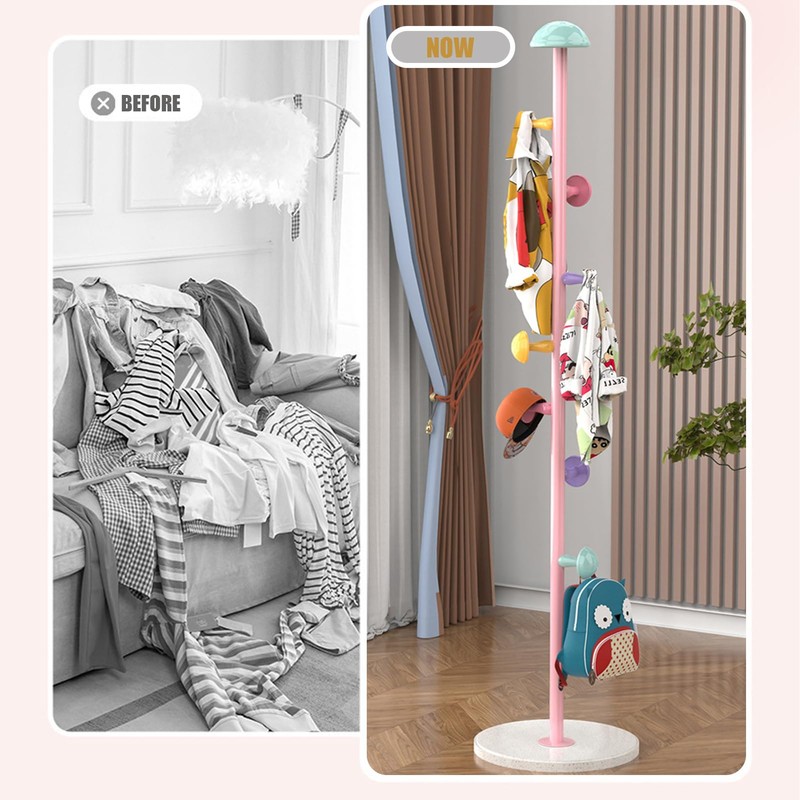 YarkeeSky Mushroom Coat Rack, Free Standing Hall Coat Tree with