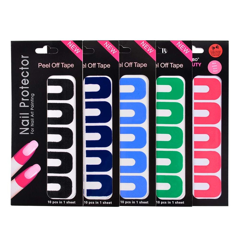 WEILUSI 50pcs Nail Polish Protector for Fingers U-Shape Tape Polish