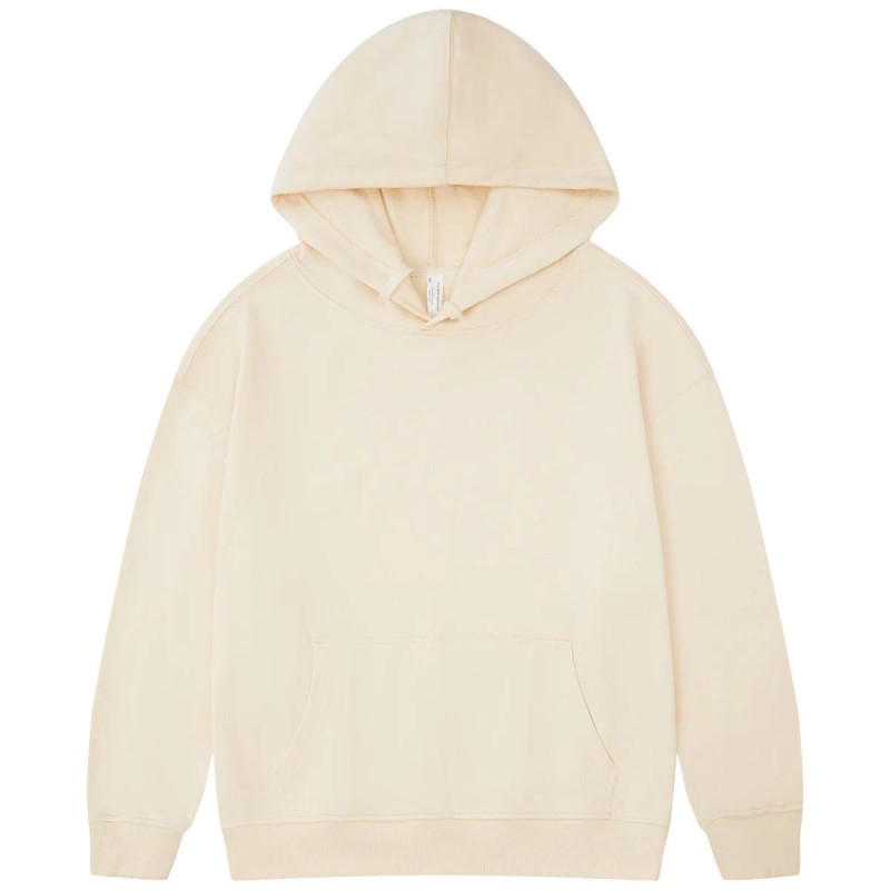 Classic Casual Drop Shoulder Terry Cotton Hooded Sweatshirt Top Grade