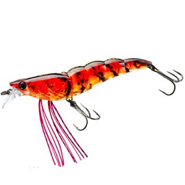 DUEL L-Bass Shrimp Slow Sinking 2.8 inches (70 mm), Ghost Red Tiger, Bass Fishing