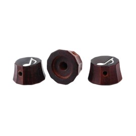 Guyker PRS Style Guitar Bass Red Sandalwood Potentiometer Control Knobs - 3PCS Speed Tone Volume Top Hat Knob Musical Note Pattern Surface Replacement for Electric Guitar or Precision Bass