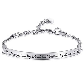 Gleamart Inspirational Bracelet Best Friend Adjustable Bangle Gift Not Sisters by Blood But Sisters by Heart