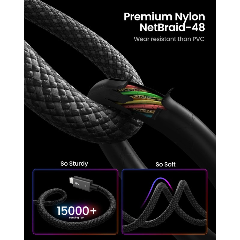Silkland [Intel Certified] 80Gbps Thunderbolt 5 Cable Prime Braided, up