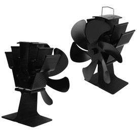 Fdit Heat Powered Stove Fan, Self Starting, 6 Blades, Quiet, Spiral, Black, 165mm Diameter for Wood, Gas, Pelletizing Furnaces