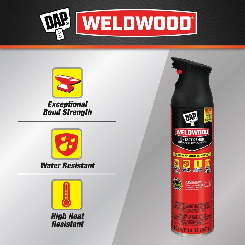 DAP Weldwood Original Spray Adhesive Contact Cement, Clear, 14 oz