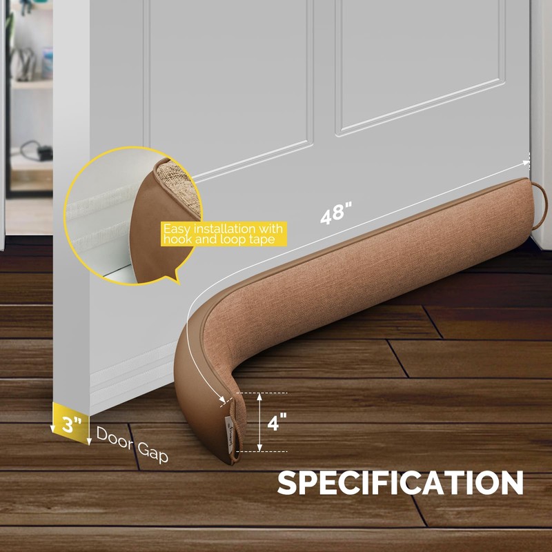 fowong Weighted Under Door Noise Stopper 48 Inch, Extra Long