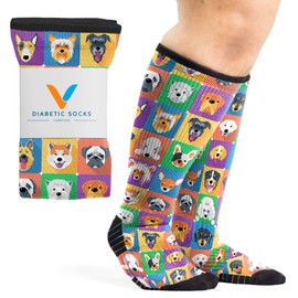 Viasox Compression Socks for Women and Men, Knee High Socks 12-15 mmhg Circulation Support for Flight, Travel, Daily (CA/US, Alpha, Medium, Regular, Regular, Dogs)