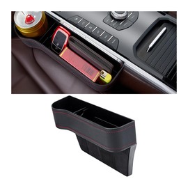 CGEAMDY Car Seat Clip In Leather Organiser, Car Seat Seam Organiser, Car Seat Side Seam Organiser, Leather Storage Compartment Between Seats In The Centre Console, Leather Organiser Car Seats (Left)