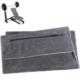 YWKJDDM Gym Towel, Sports Towel 120x50cm Microfibre Towel with Zipped Pocket, Quick Dry Travel Towel for Sports Fitness Gym Camping Yoga (Grey)