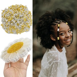 Flosius 156pc Gold & Silver Hair Cuffs & Beads for Girls' Hair Jewelry & Dreadlock Accessories