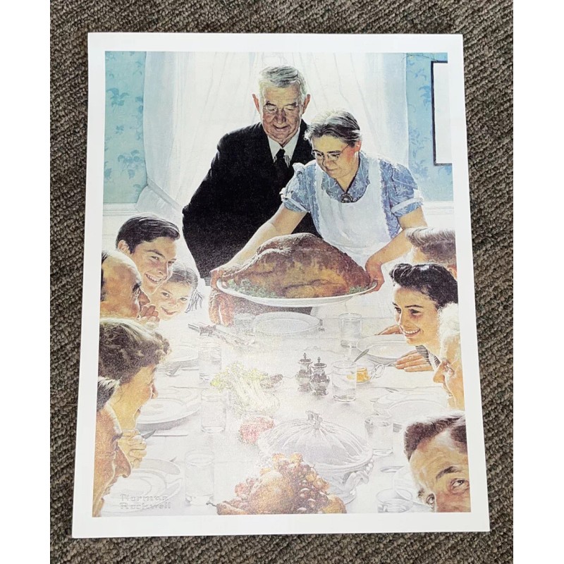 Norman Rockwell print "FREEDOM FROM WANT" Thanksgiving Christmas dinner 11x14"