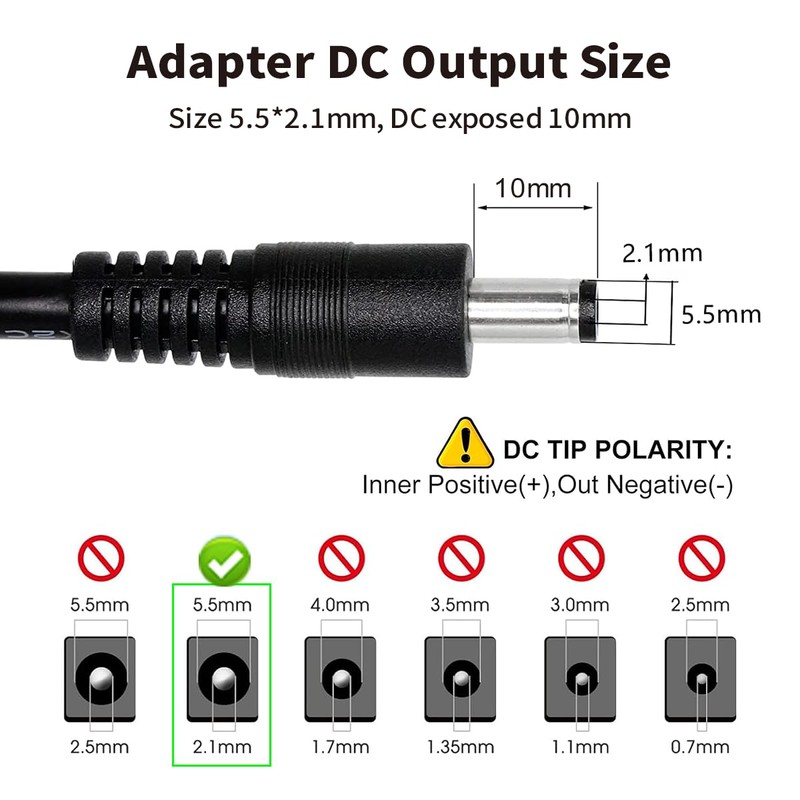 Tonton 12V 1A DC Power Supply for IP/CCTV Security Camera,