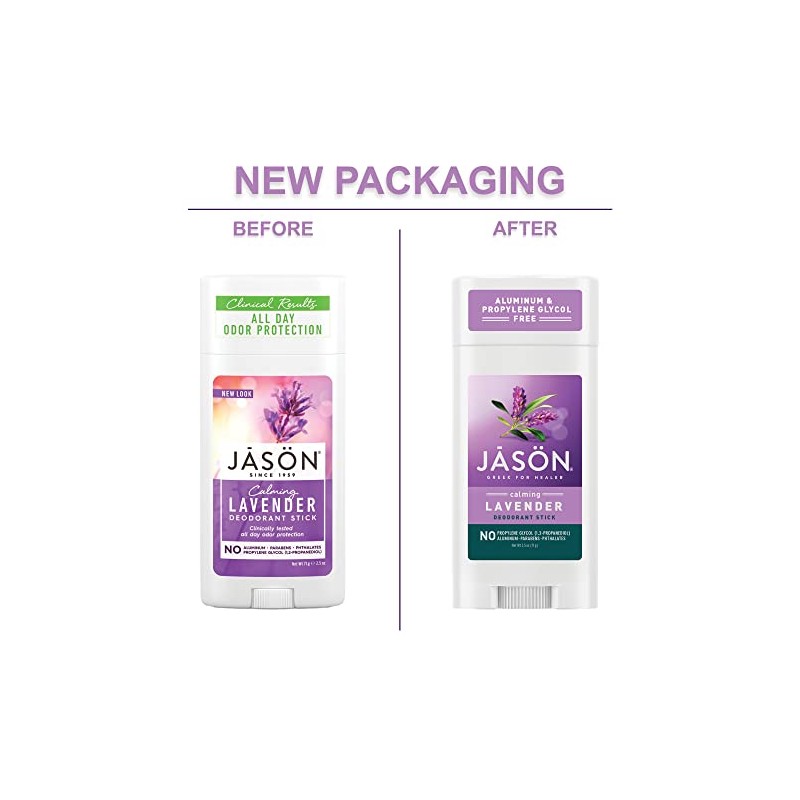 Jason Aluminum Free Deodorant Stick, Calming Lavender, 2.5 Oz