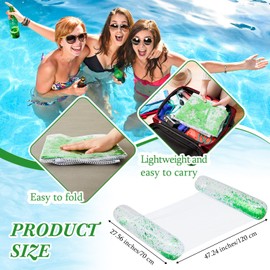 Sratte Pool Float Glitter Water Hammock Pool Loungers Inflatable Swimming Pool Hammock Multi-Purpose Water Floaties for Adults Lake Pool Summer Accessories Party (Green)