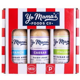 Yo Mama’s Foods Low-Carb Dressings Gift Set | Includes (1) Ranch, (1) Caesar, (1) Italian | Sugar-Free | Dairy-Free | Gluten-Free and made from Fresh Ingredients