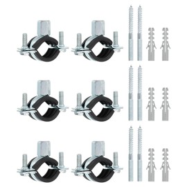 QUARKZMAN Adjustable Pipe Bracket Brackets, 3/4 Inch (19 mm) Wall and Ceiling Mounting, Split Ring Pipe Hanger Made of Hot-Dip Galvanised Iron Pipe Tape with Screw and Dowel for Piping, Pack of 6